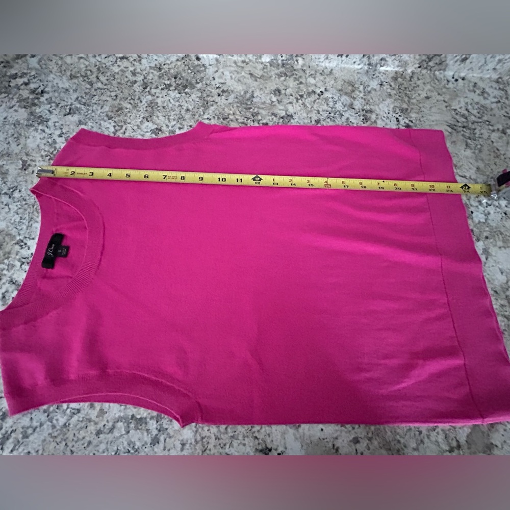 J. Crew Barbie Core Magenta Pink Knit Sleeveless Sweater Tank Top Size S - Picture 10 of 10